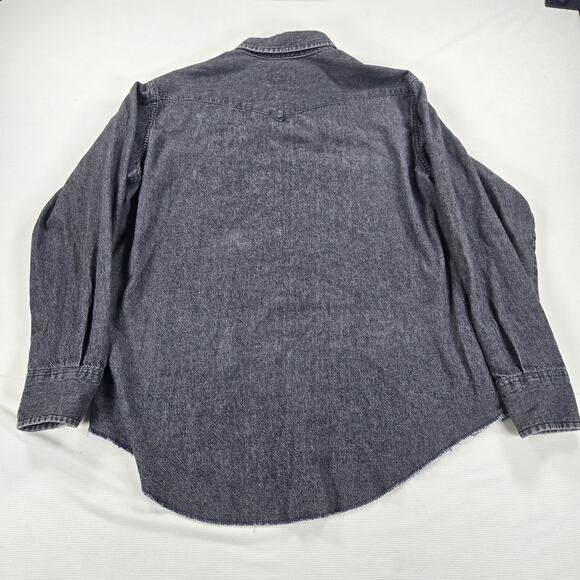 Vintage Wrangler Black Denim Pearl Snap Long Sleeve Shirt Men's Size 17 1/2 - Picture 6 of 6